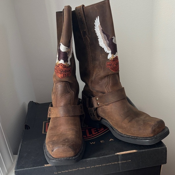 Harley-Davidson Brown Leather Riding Boots - Picture 1 of 6